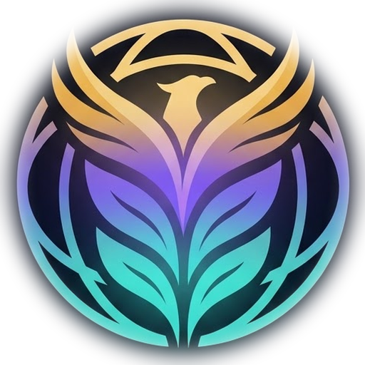 The emblem of the Ministry of the Juvan Resurrection: a phoenix rising from leaves within a globe